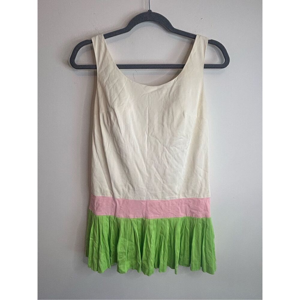 Sandcastle Vintage cream/green pleated skirt swimsuit Size 10